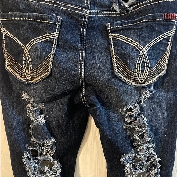 Paris Blues Dark Blue Distressed Skinny Jeans - Picture 7 of 10